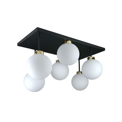 Felületre szerelhető csillár  DEA 6xE14/60W/230V fekete/arany/fehér