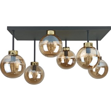 Felületre szerelhető csillár  DEA 6xE14/60W/230V fekete/arany/füstös bézs