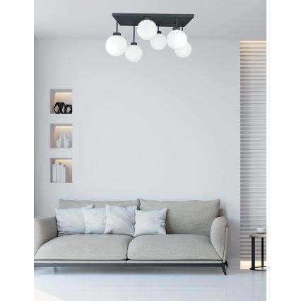 Felületre szerelhető csillár  DEA 6xE14/60W/230V fekete/fehér