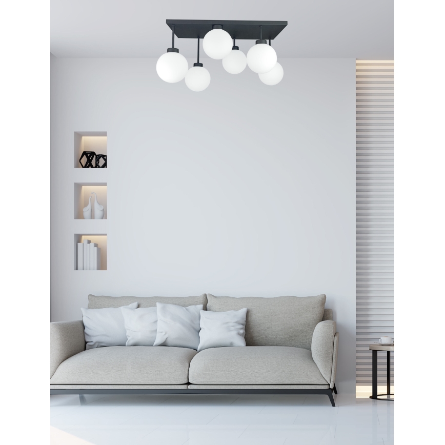 Felületre szerelhető csillár  DEA 6xE14/60W/230V fekete/fehér