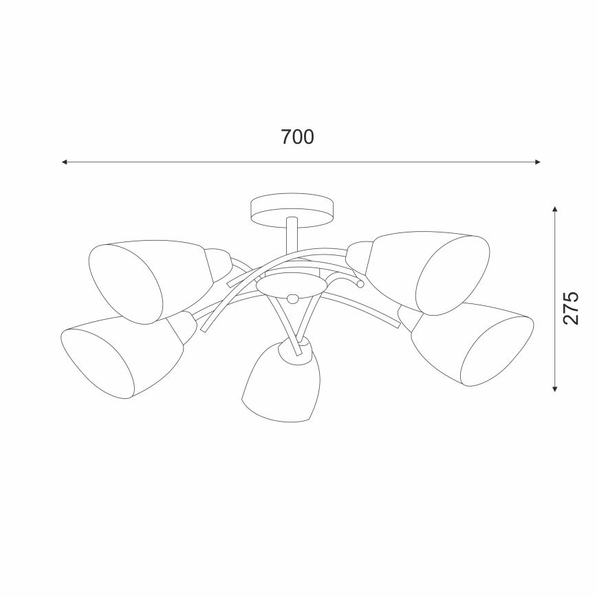 Felületre szerelhető csillár DONNA 5xE27/60W/230V nikkel