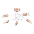 Felületre szerelhető csillár EMBER 5xE27/15W/230V fehér/bézs/bükkfa