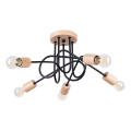 Felületre szerelhető csillár EMBER 5xE27/15W/230V fekete/bézs/bükkfa
