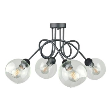 Felületre szerelhető csillár  EVIE 4xE27/60W/230V antracit/átlátszó