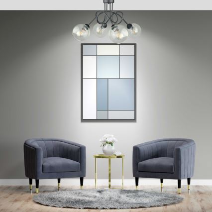 Felületre szerelhető csillár  EVIE 4xE27/60W/230V antracit/átlátszó