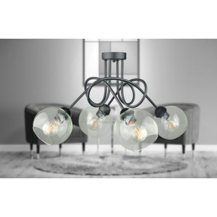 Felületre szerelhető csillár  EVIE 4xE27/60W/230V antracit/átlátszó