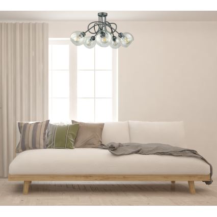 Felületre szerelhető csillár  EVIE 5xE27/60W/230V antracit/átlátszó