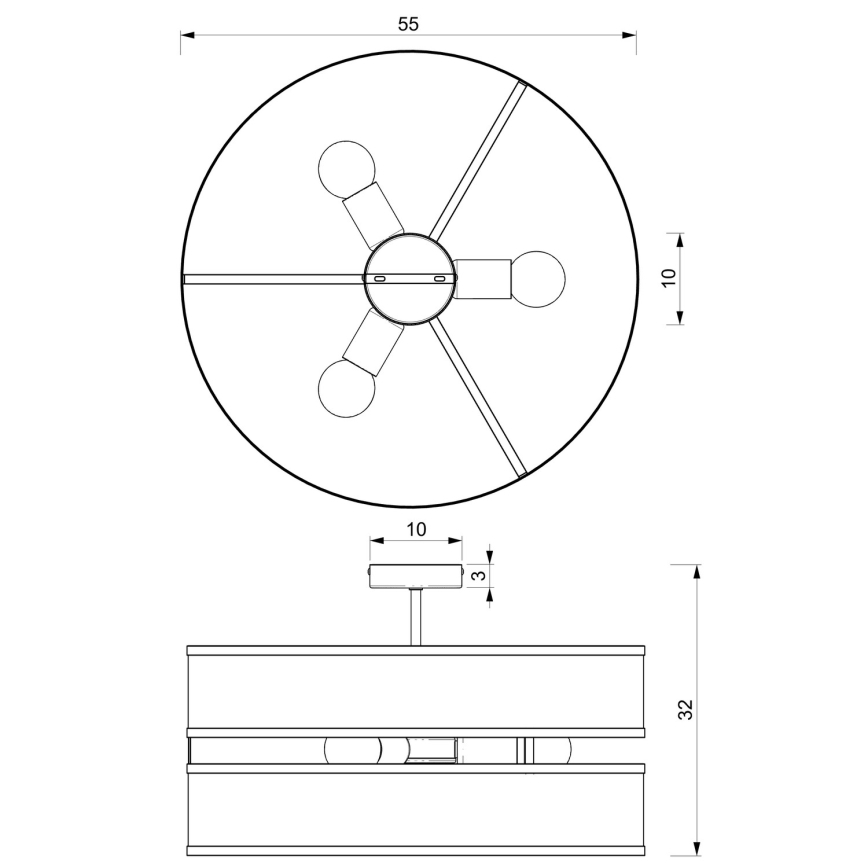 Felületre szerelhető csillár GLUM 3xE27/60W/230V fekete