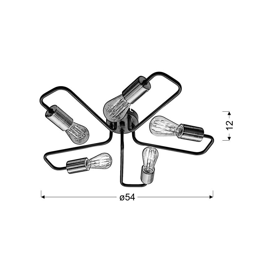 Felületre szerelhető csillár HERPE 5xE27/60W/230V