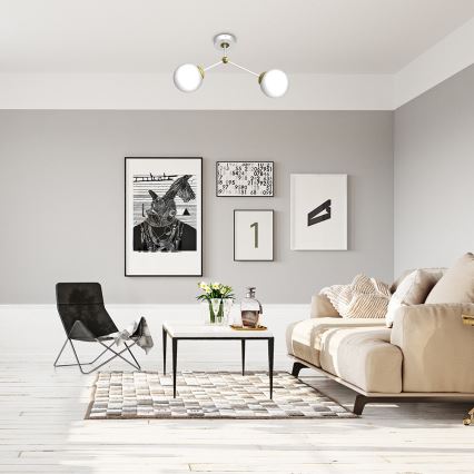 Felületre szerelhető csillár JOY 2xE14/40W/230V fehér/arany