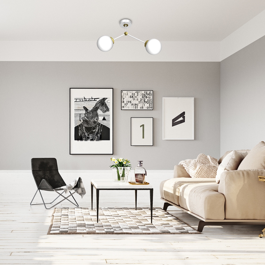 Felületre szerelhető csillár JOY 2xE14/40W/230V fehér/arany