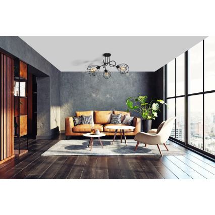 Felületre szerelhető csillár KARO 3xE27/15W/230V fekete