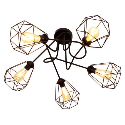 Felületre szerelhető csillár KARO 5xE27/15W/230V fekete