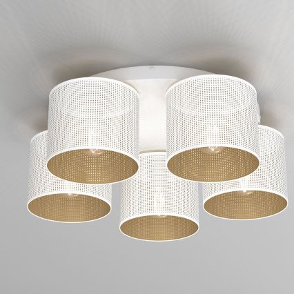 Felületre szerelhető csillár LOFT SHADE 5xE27/60W/230V fehér/arany