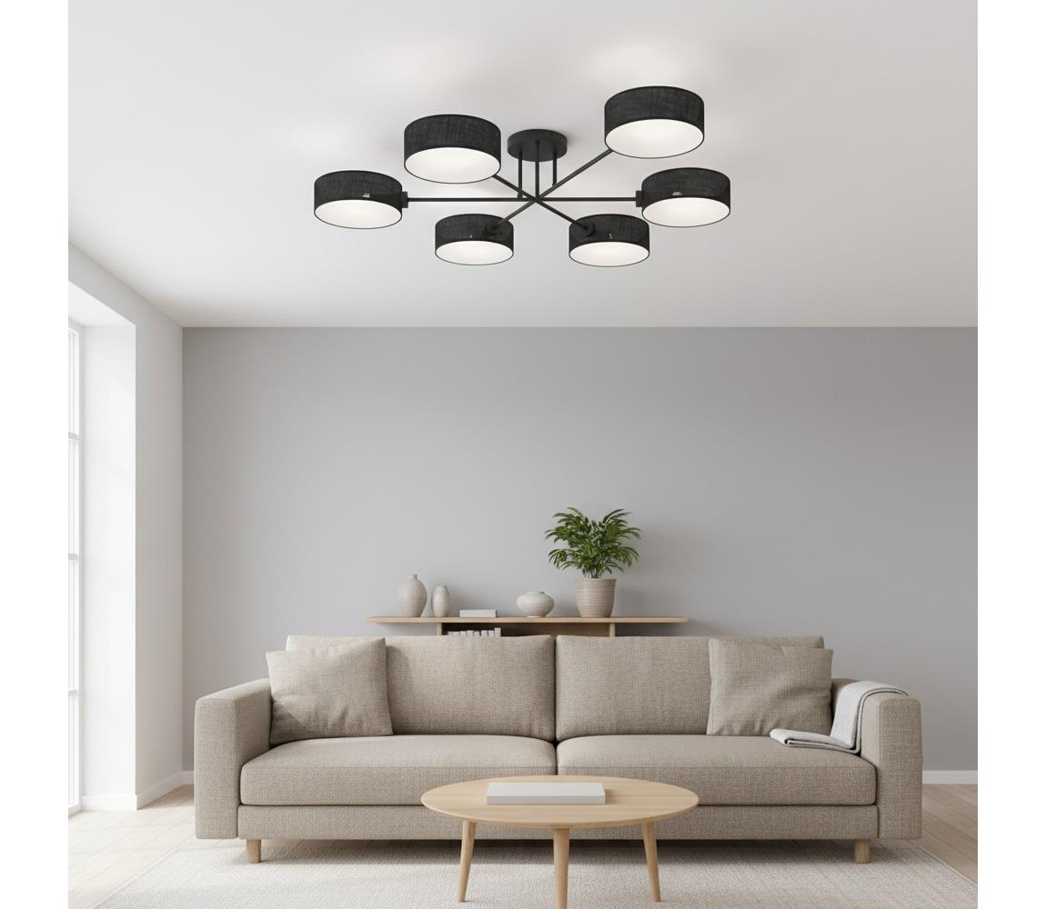 EMIBIG Felületre szerelhető csillár MAGA 6xE14/10W/230V fekete 1568/6