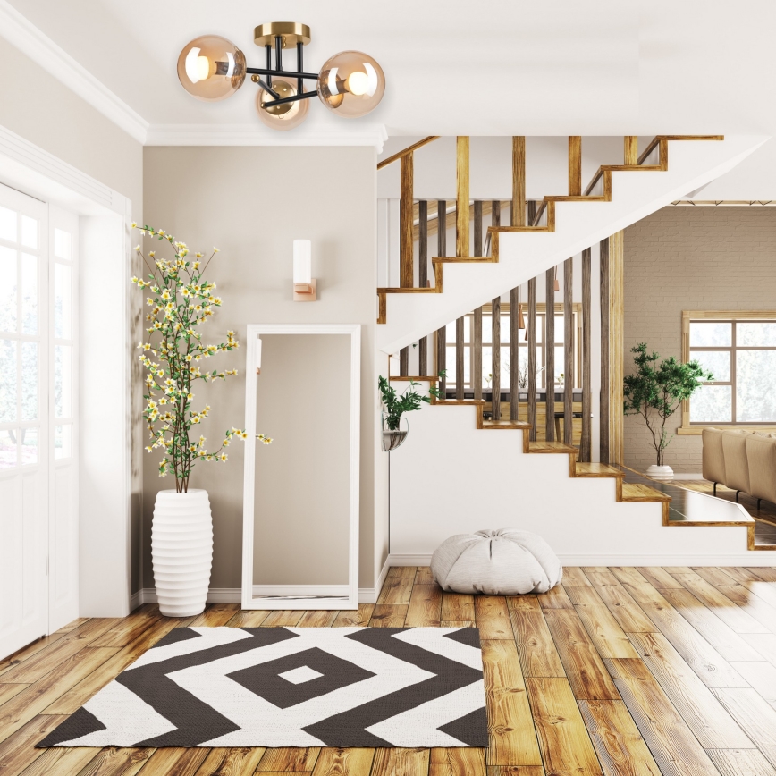 Felületre szerelhető csillár  MALENA 3xE14/5W/230V arany/fekete/füstös bézs