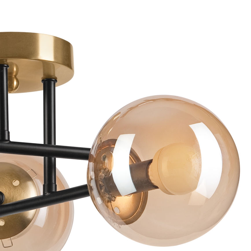 Felületre szerelhető csillár  MALENA 3xE14/5W/230V arany/fekete/füstös bézs