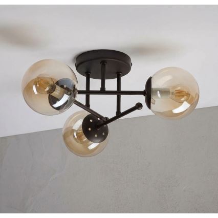 Felületre szerelhető csillár MALENA 3xE14/5W/230V barna/füstbézs
