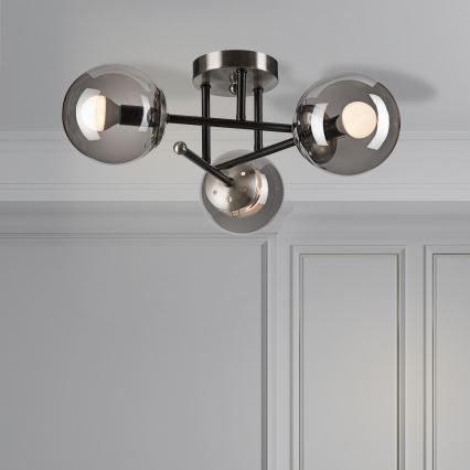 Felületre szerelhető csillár  MALENA 3xE14/5W/230V fekete/füstös