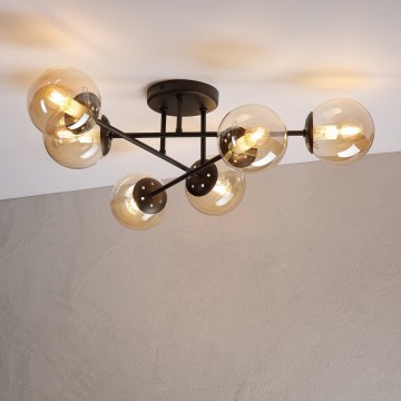 Felületre szerelhető csillár MALENA 6xE14/5W/230V barna/füstös bézs