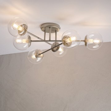 Felületre szerelhető csillár MALENA 6xE14/5W/230V matt króm/átlátszó