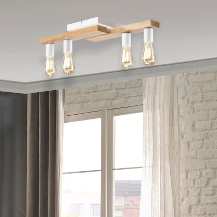 Felületre szerelhető csillár MATTE 4xE27/15W/230V fehér/tölgy