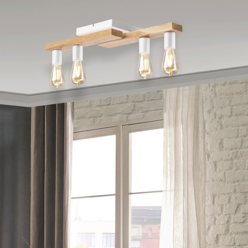 Felületre szerelhető csillár MATTE 4xE27/15W/230V fehér/tölgy