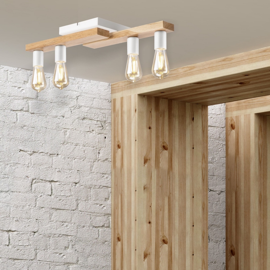 Felületre szerelhető csillár MATTE 4xE27/15W/230V fehér/tölgy