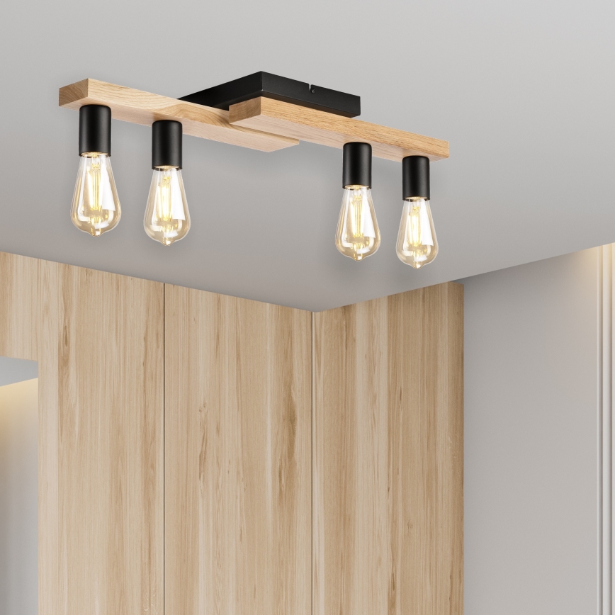 Felületre szerelhető csillár MATTE 4xE27/15W/230V fekete/tölgy