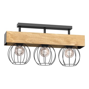 Felületre szerelhető csillár MENTON 3xE27/15W/230V fekete/barna/tölgy