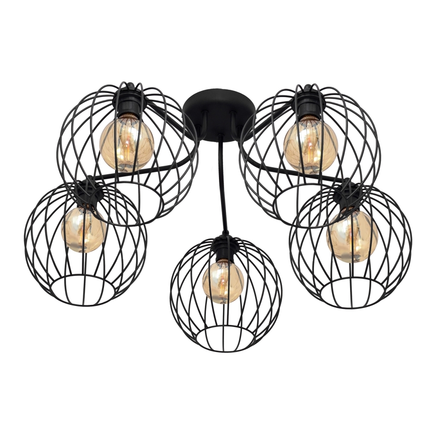 Felületre szerelhető csillár MERCURE 5xE27/15W/230V fekete