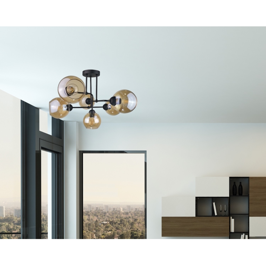 Felületre szerelhető csillár MONDE BLACK 6xE27/60W/230V