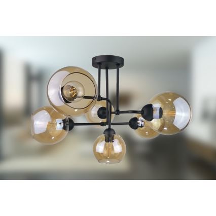 Felületre szerelhető csillár MONDE BLACK 6xE27/60W/230V