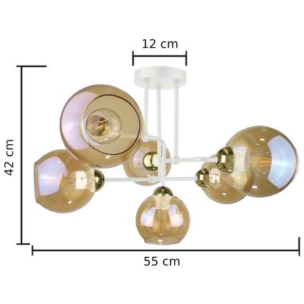 Felületre szerelhető csillár MONDE WHITE 6xE27/60W/230V