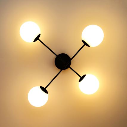 Felületre szerelhető csillár MOON 4xE27/15W/230V fekete