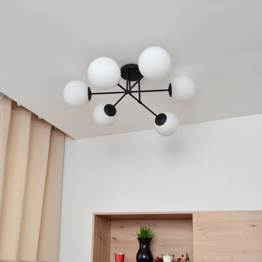 Felületre szerelhető csillár MOON 6xE27/15W/230V fekete