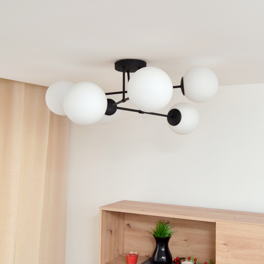 Felületre szerelhető csillár MOON 6xE27/15W/230V fekete