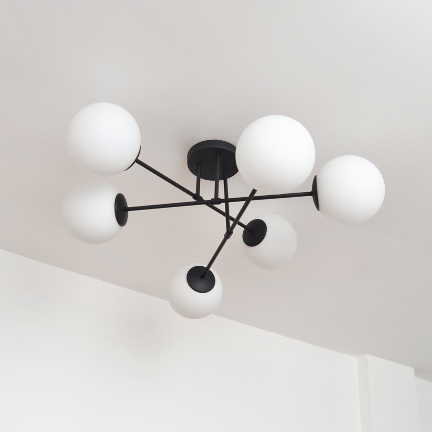 Felületre szerelhető csillár MOON 6xE27/15W/230V fekete