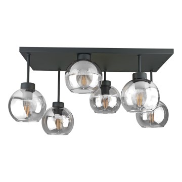 Felületre szerelhető csillár  NESSA 6xE27/60W/230V fekete/átlátszó