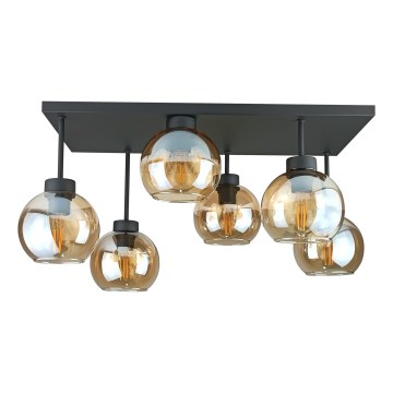 Felületre szerelhető csillár  NESSA 6xE27/60W/230V fekete/füstös bézs