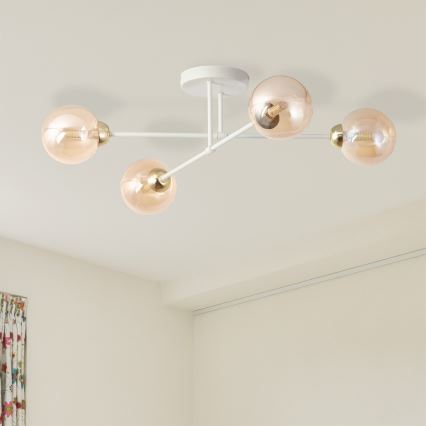 Felületre szerelhető csillár OBSIDIAN 4xG9/10W/230V krém/arany/füstös bézs