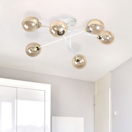 Felületre szerelhető csillár OBSIDIAN 6xG9/10W/230V krémszínű/arany/füstös bézs