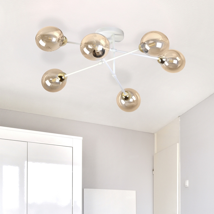 Felületre szerelhető csillár OBSIDIAN 6xG9/10W/230V krémszínű/arany/füstös bézs