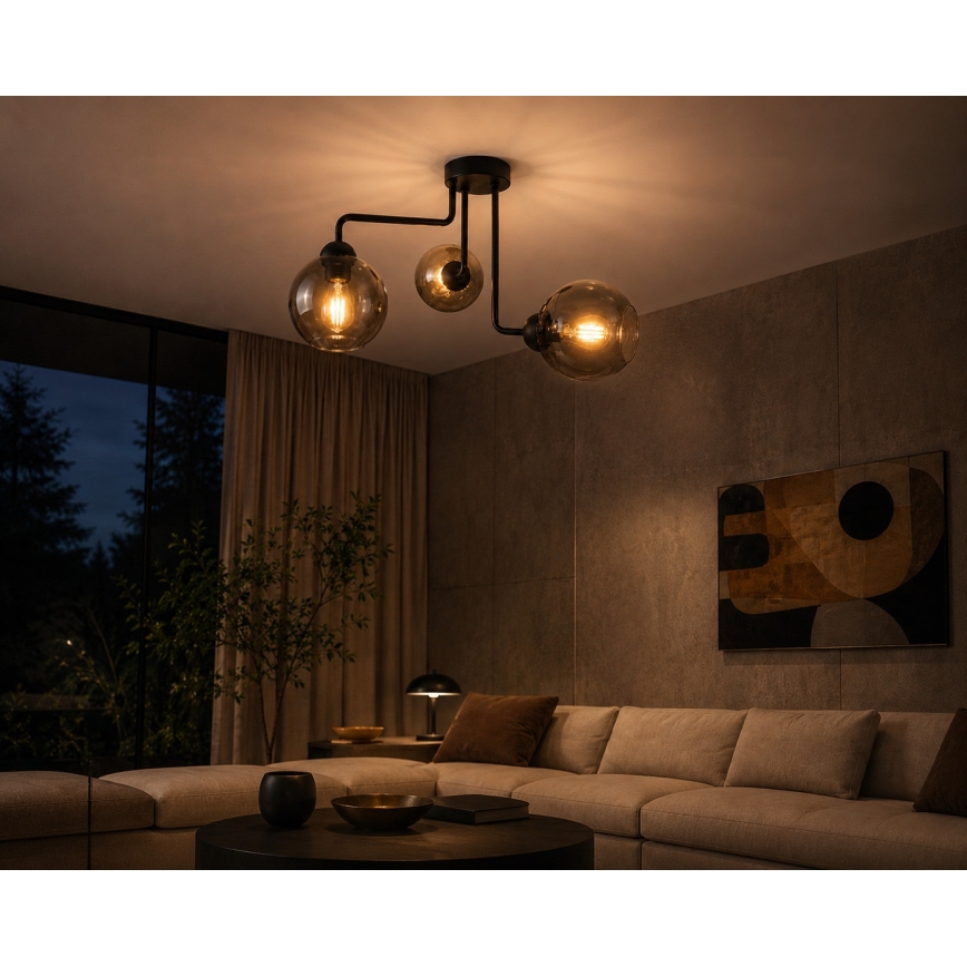 Felületre szerelhető csillár OSMO 3xE27/60W/230V fekete
