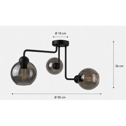 Felületre szerelhető csillár OSMO 3xE27/60W/230V fekete