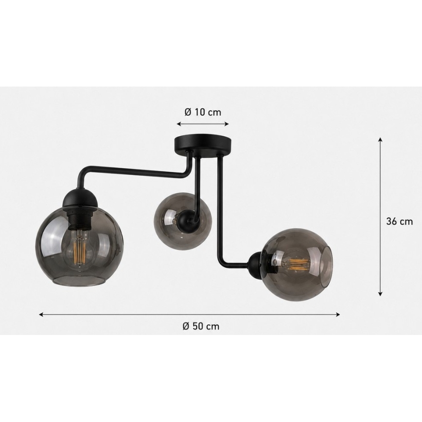 Felületre szerelhető csillár OSMO 3xE27/60W/230V fekete