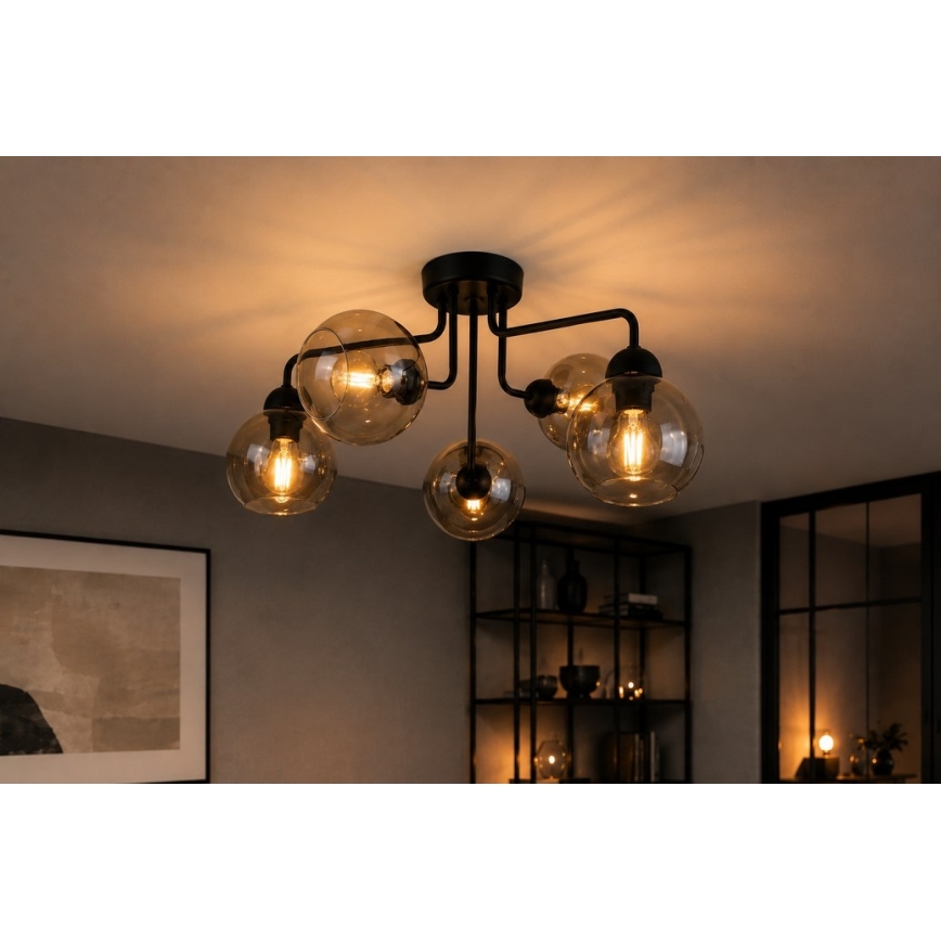 Felületre szerelhető csillár OSMO 5xE27/60W/230V fekete