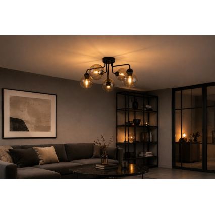 Felületre szerelhető csillár OSMO 5xE27/60W/230V fekete