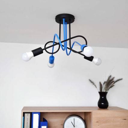 Felületre szerelhető csillár OXFORD 4xE27/15W/230V fekete/kék