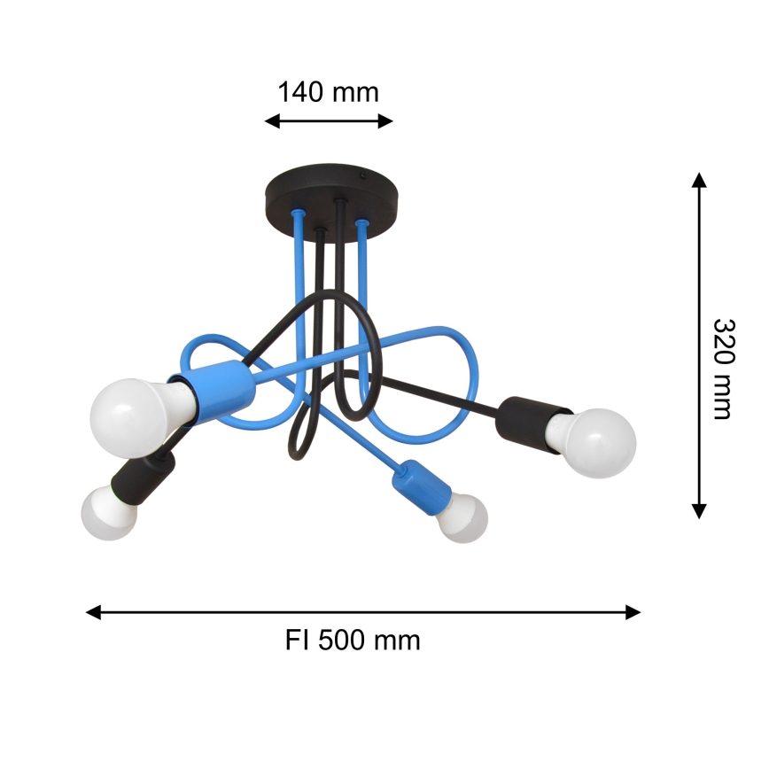 Felületre szerelhető csillár OXFORD 4xE27/15W/230V fekete/kék
